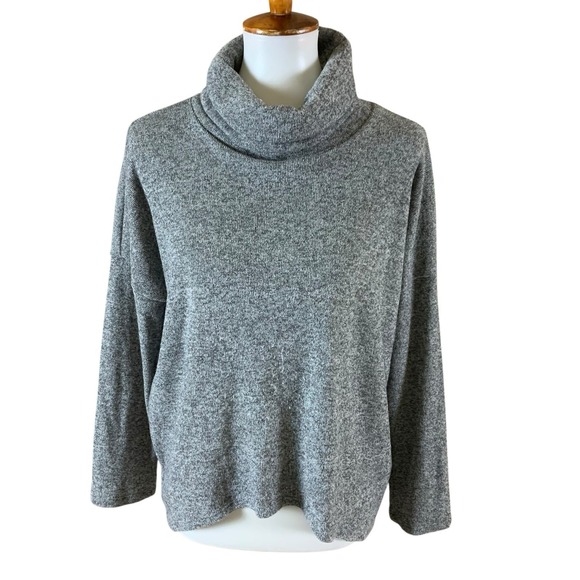 Clara Sun Woo S Gray Cowl Neck Knit Pullover Minimalist Stretch Cozy USA - Picture 1 of 3